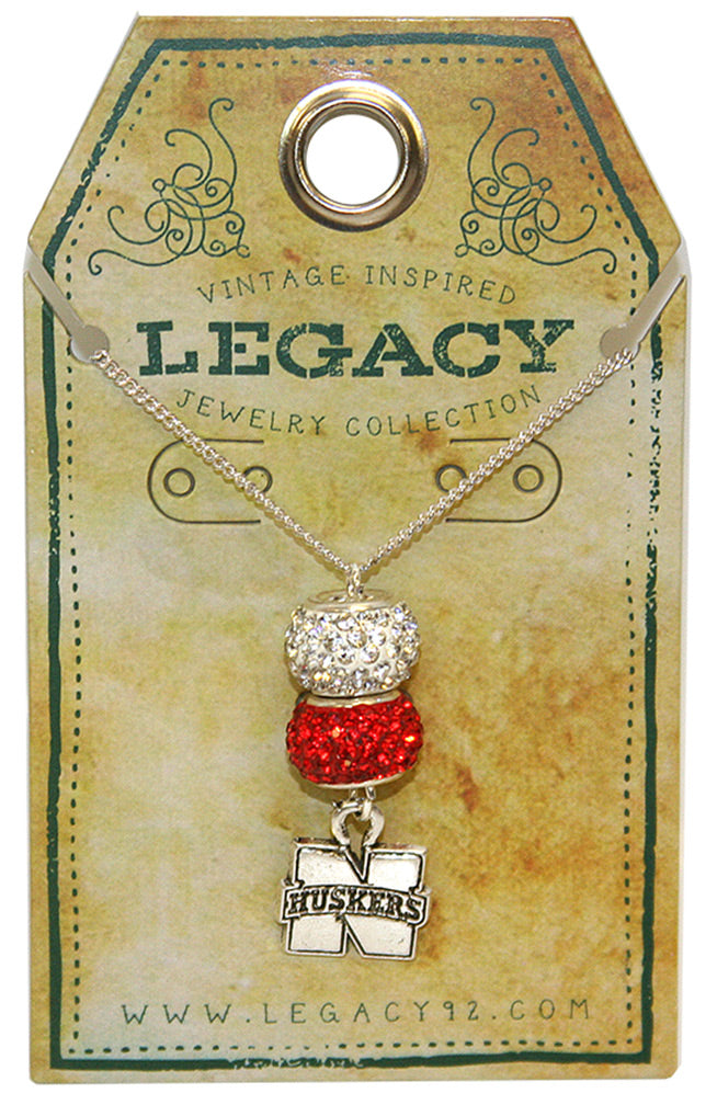 N Huskers Bling Bead Charm Necklace