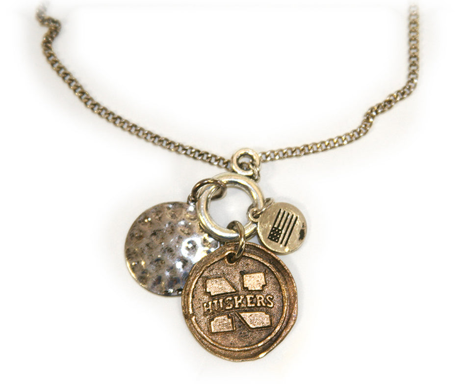 N Huskers Antique Bronze Toggle Necklace