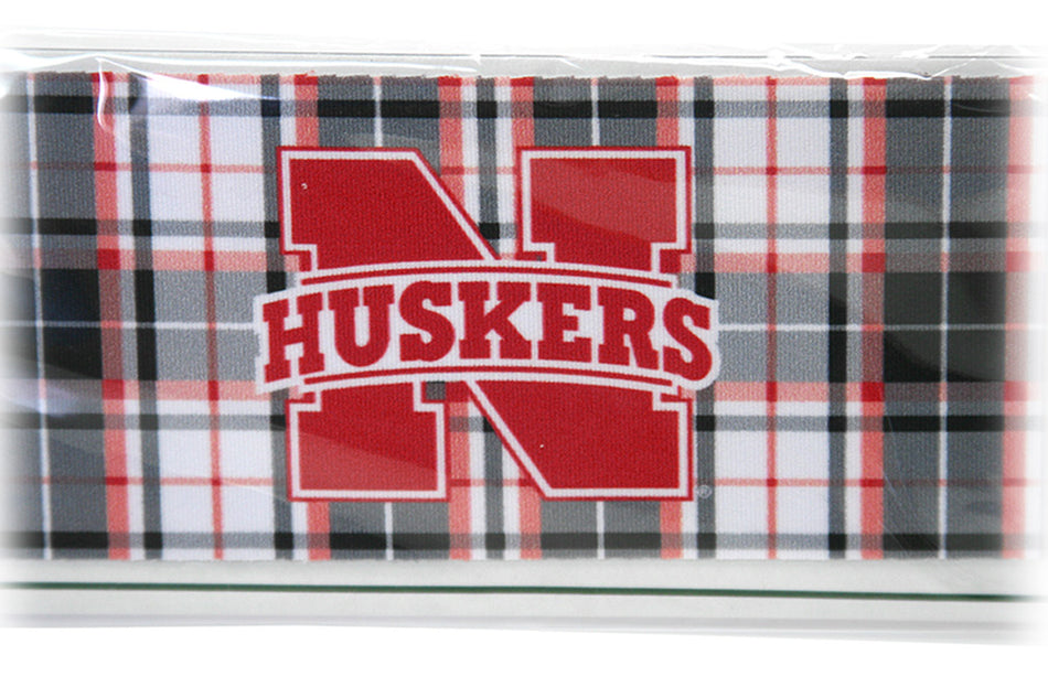 N Huskers Plaid Stretch Headband