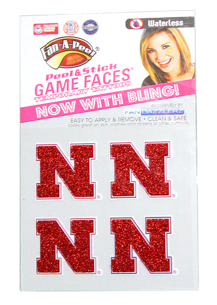 Nebraska 4 Pack Glitter Face Tattoos