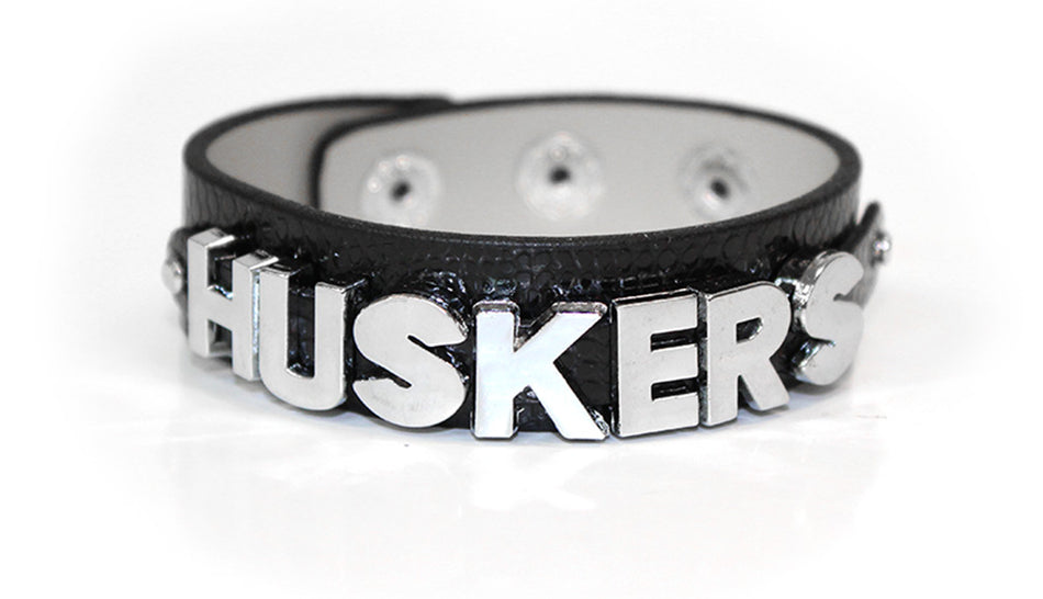 Beaded Huskers Black Snakeskin Cuff Bracelet