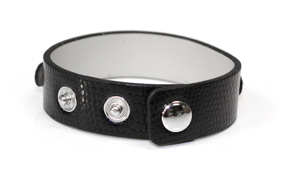 Beaded Huskers Black Snakeskin Cuff Bracelet