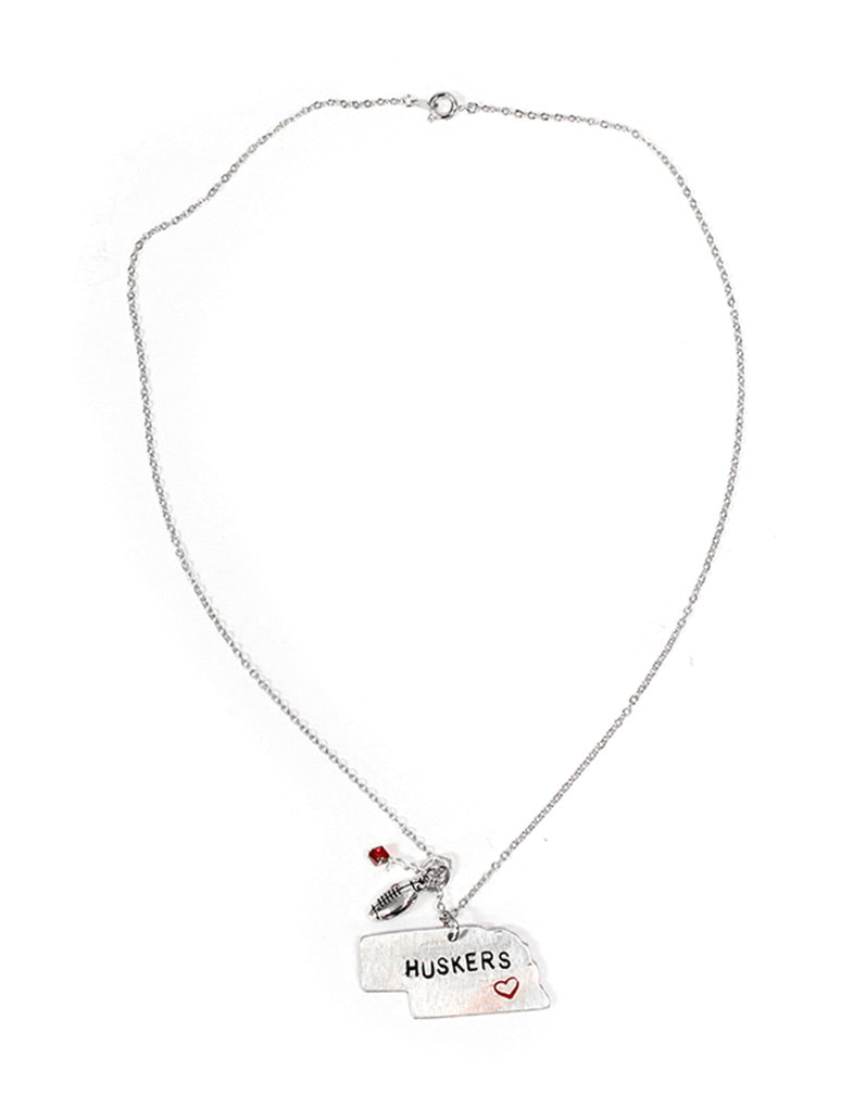 Nebraska State Huskers Heart Charm Necklace