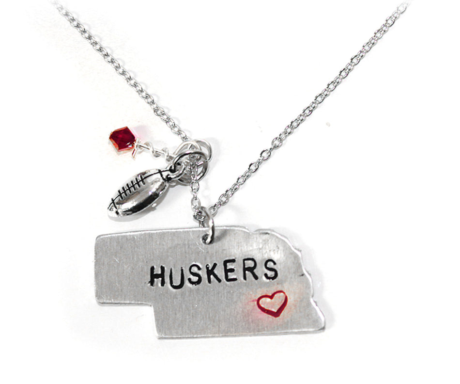Nebraska State Huskers Heart Charm Necklace