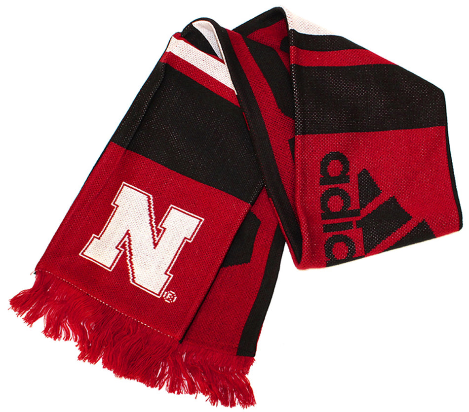 Adidas Nebraska Red Black White Jacquard Scarf