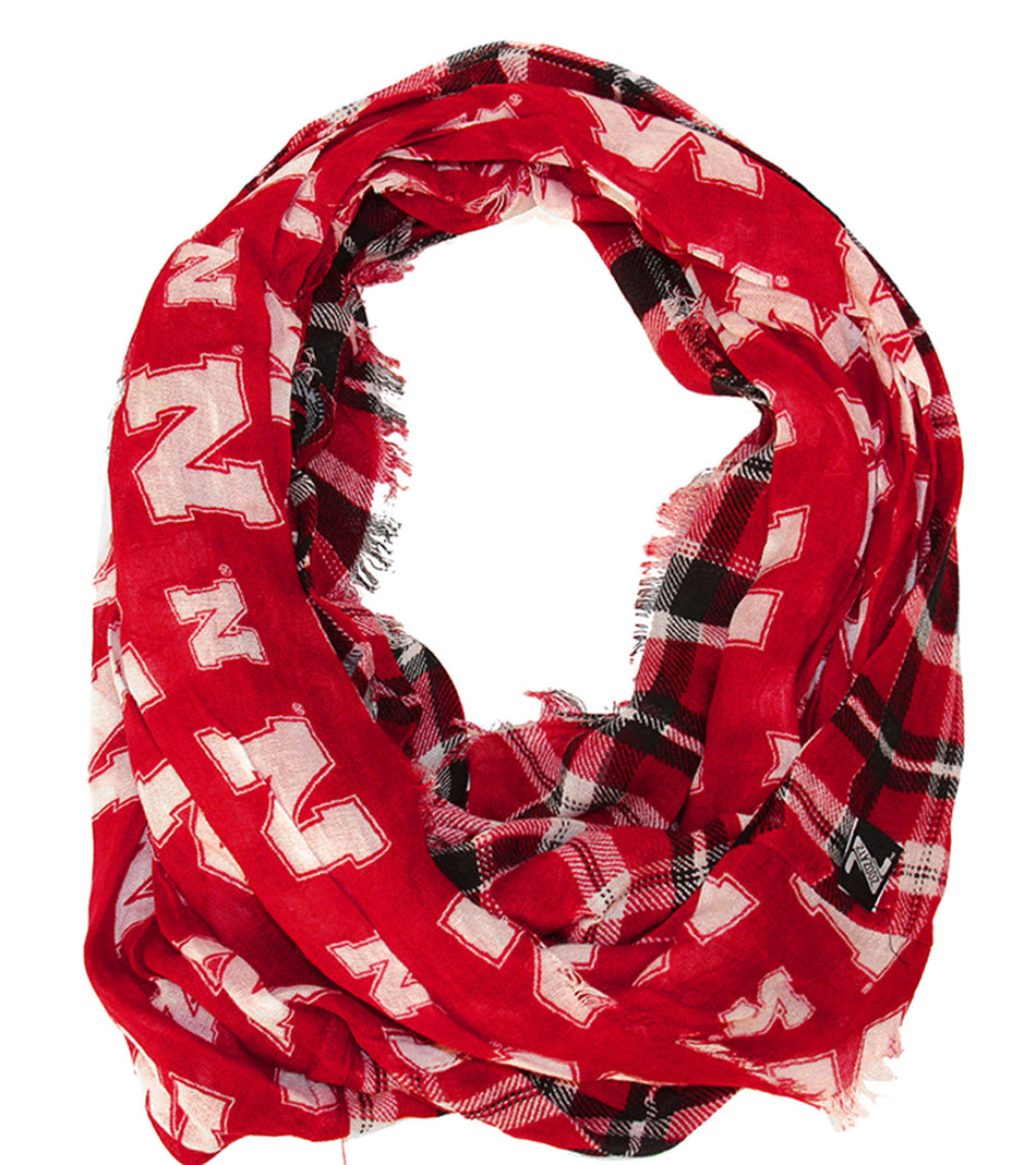 Nebraska N Pattern Plaid Tartan Scarf