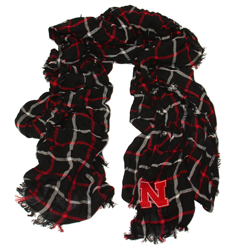 Nebraska N Plaid Pane Scarf