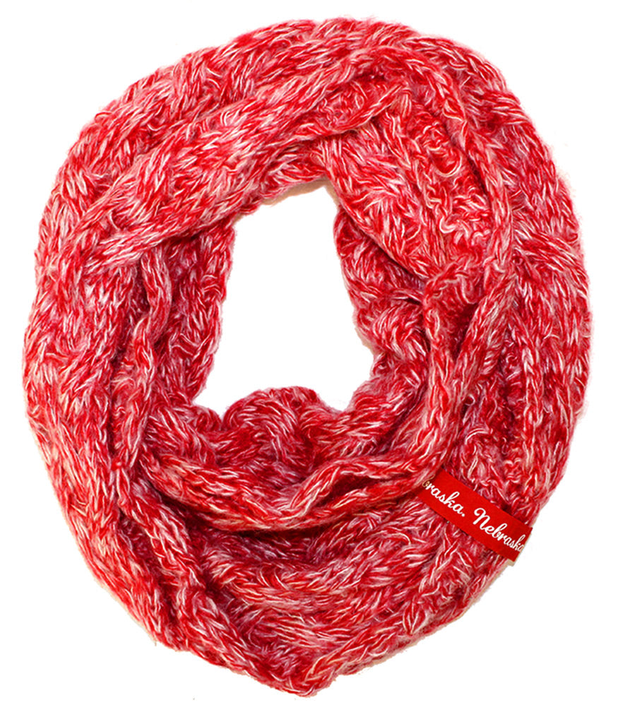 Red N White Chunk Knit Infinity Scarf