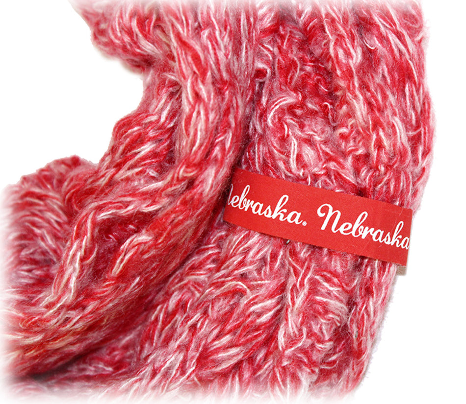 Red N White Chunk Knit Infinity Scarf