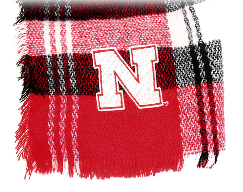 Huskers Plaid Blanket Scarf