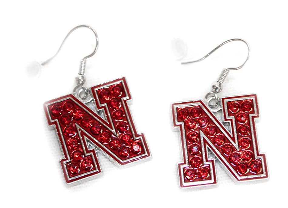Nebraska N Crystal Dangle Earrings