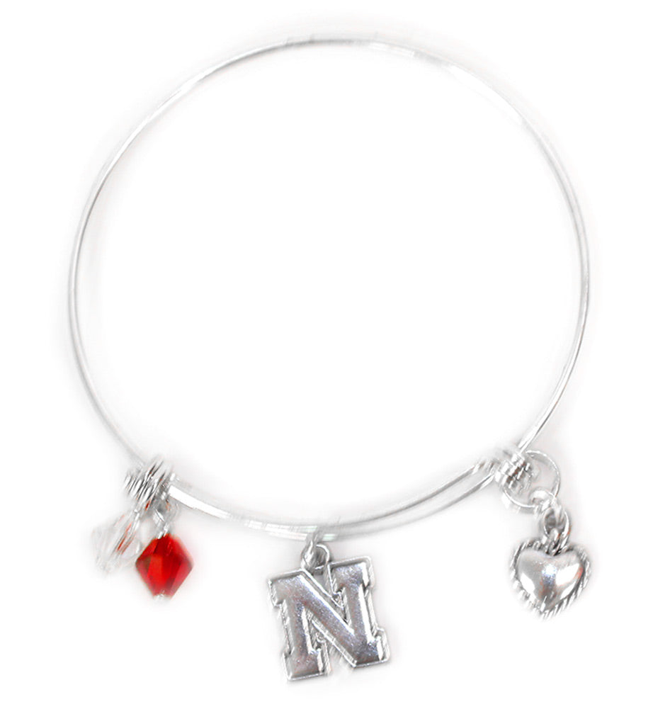 Husker Bangle Beaded Charm Bracelet