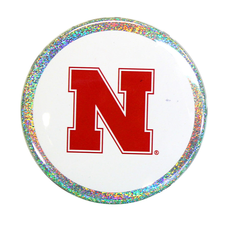 Husker N Glitter Button