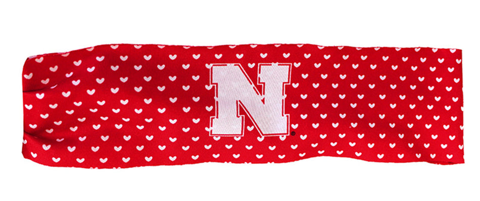 Husker Hearts Wide Stretch Headband