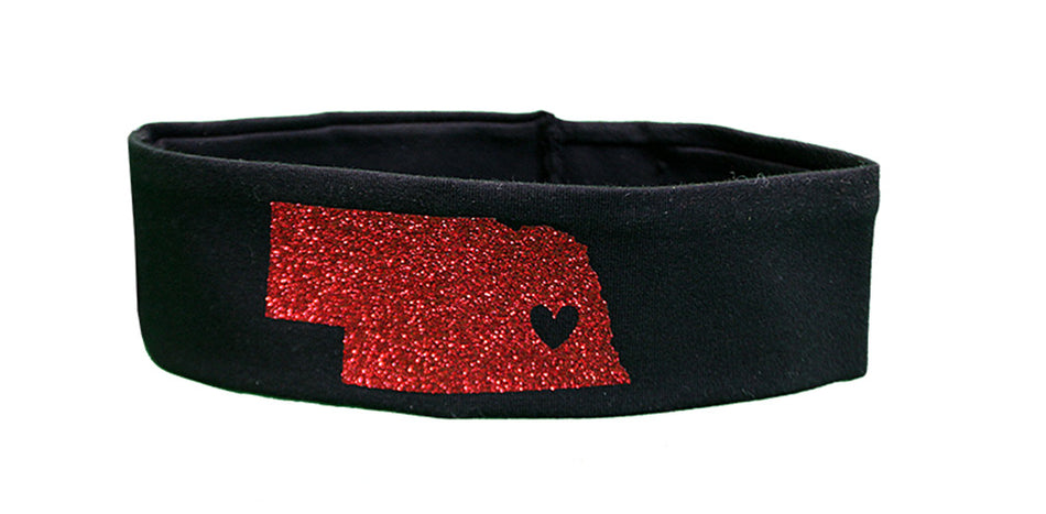 Huskers Glitter State Outline Headband