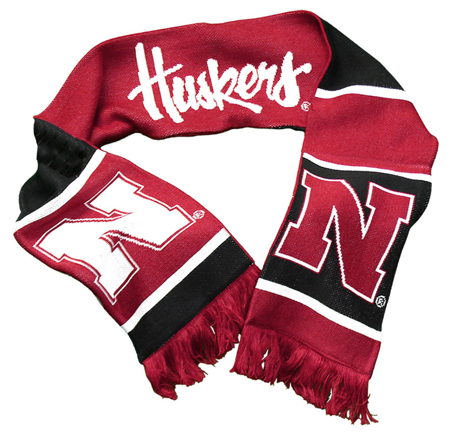 Adidas Nebraska Fray Colorblock Knit Scarf