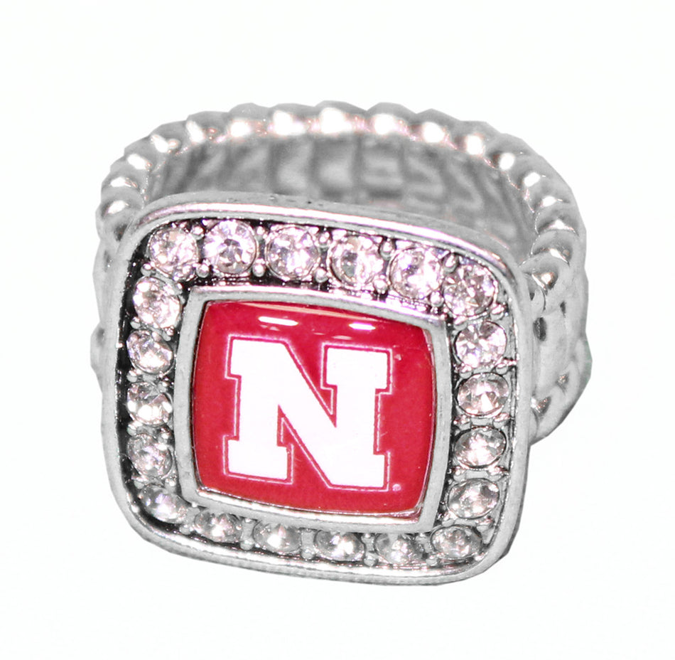 Square Bling Nebraska Stretch Ring