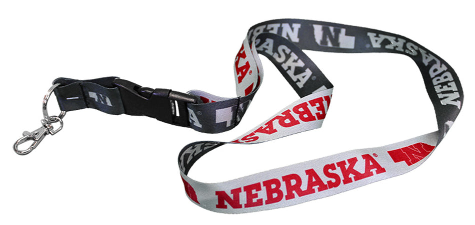 Nebraska Charcoal Lanyard