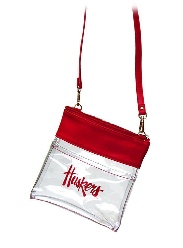Huskers Faux Leather Clear Crossbody