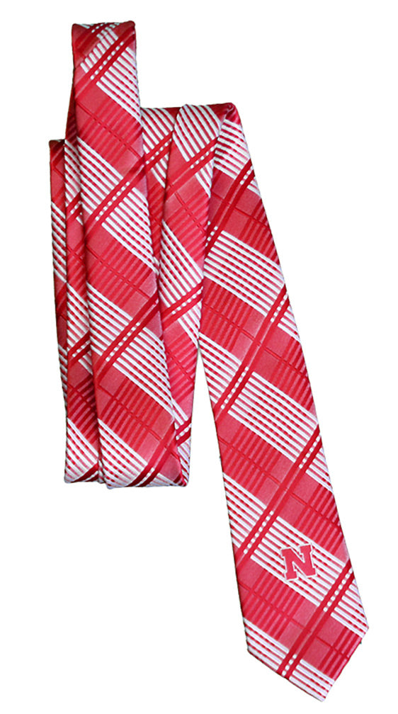 Red N Logo Skinny Plaid Tie