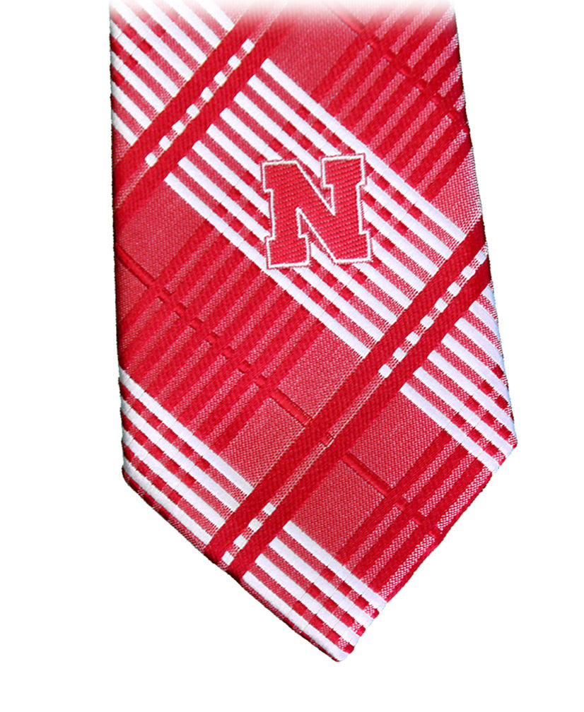 Red N Logo Skinny Plaid Tie