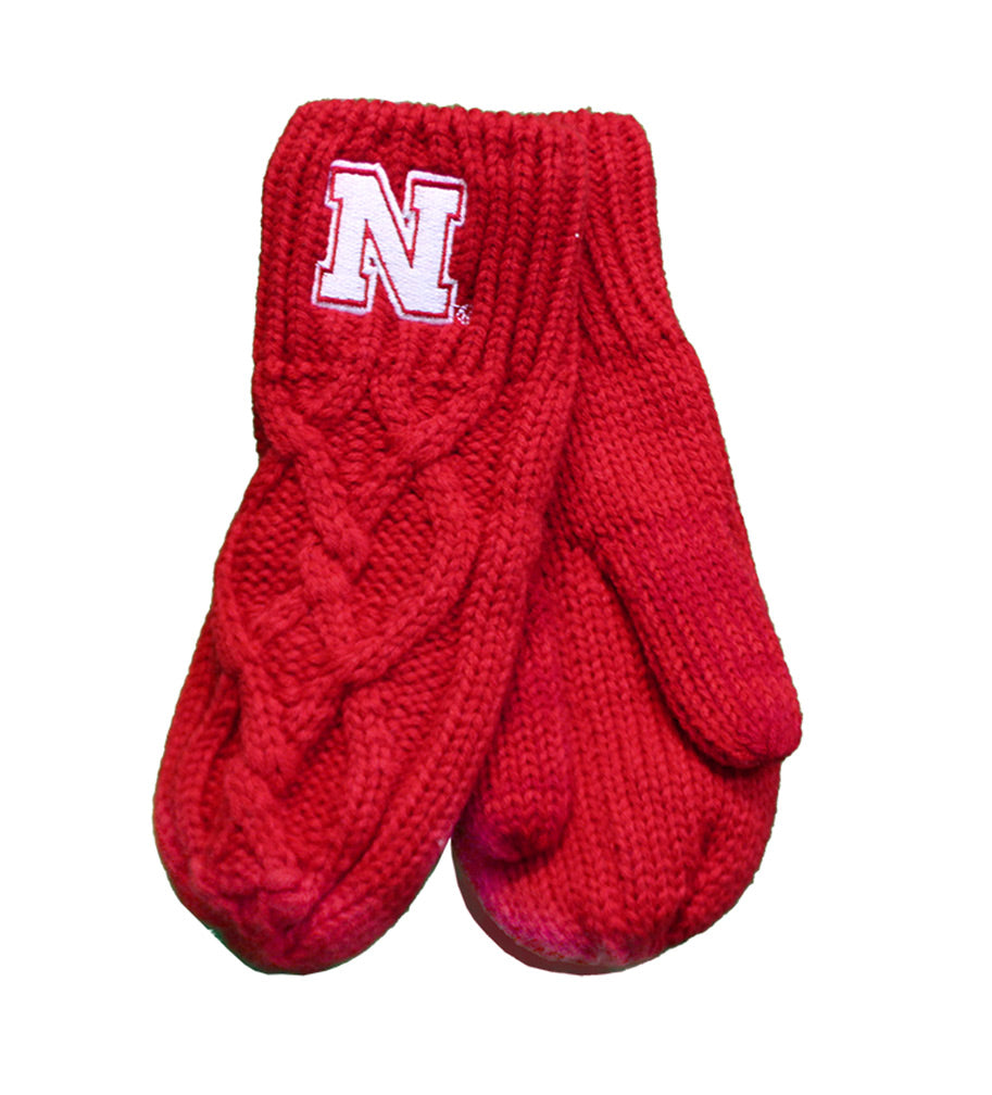 Nebraska Cable Knit Mittens