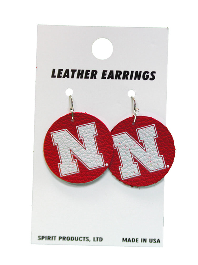 N Rounder Leather Earrings