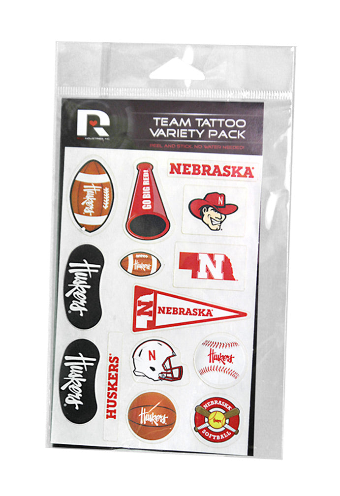 Nebraska Huskers Variety Pack Team Face Tattoo