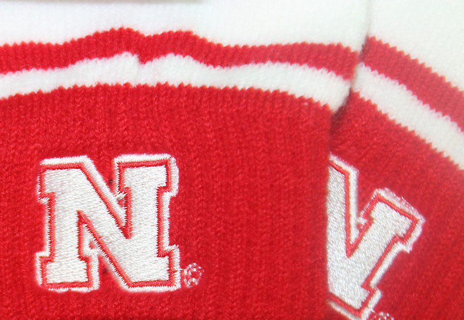 Womens Nebraska Striped Knit Gloves