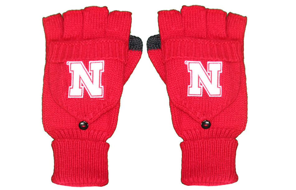 Womens Nebraska Escanaba Flip Top Knit Mitten