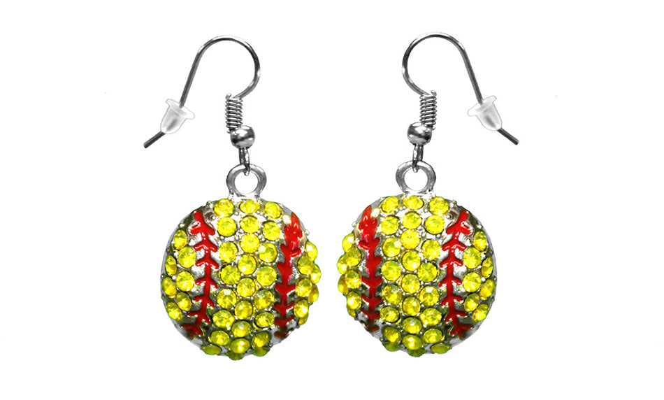 Softball Bling Dangle Earrings