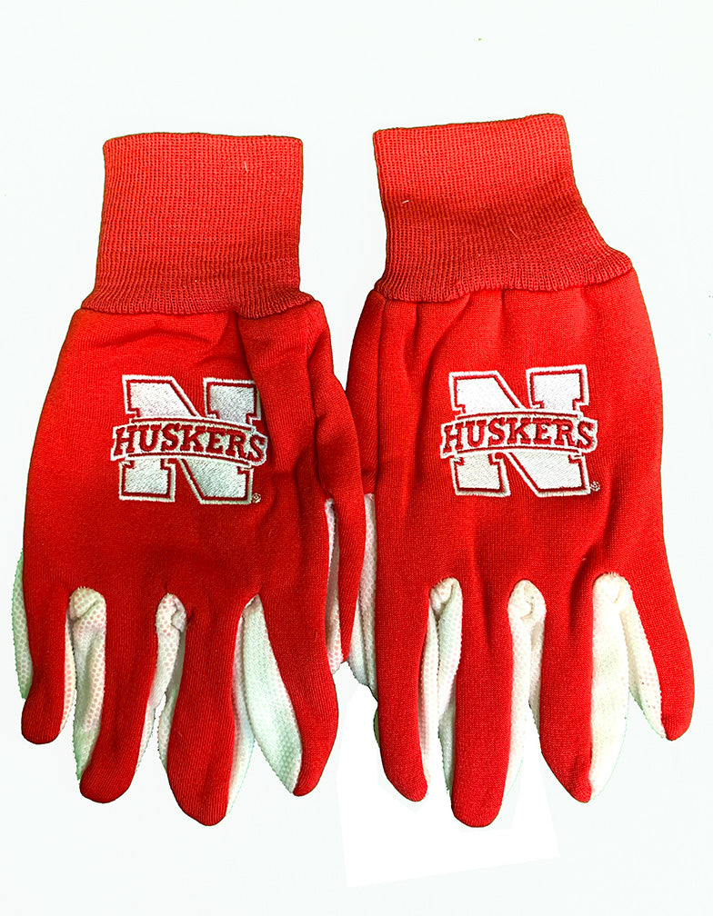 Red And White Huskers Utility Gloves