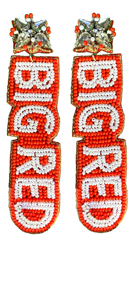 Go Big Red Beaded Earrings
