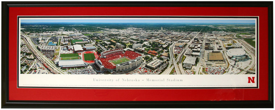 Deluxe Framed University of Nebraska Campus Aerial Panorama