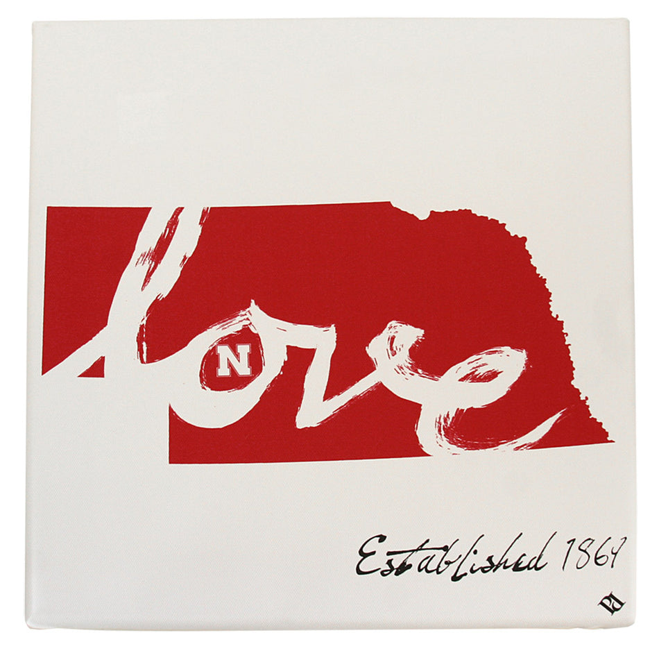 Cornhuskers Established Love Canvas