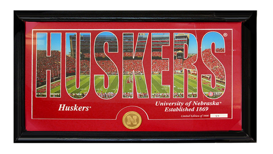 Huskers Pano Photo Coin Plaque