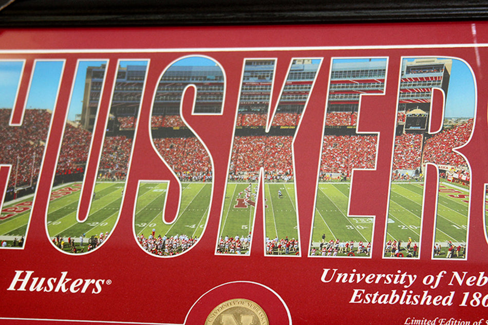 Huskers Pano Photo Coin Plaque