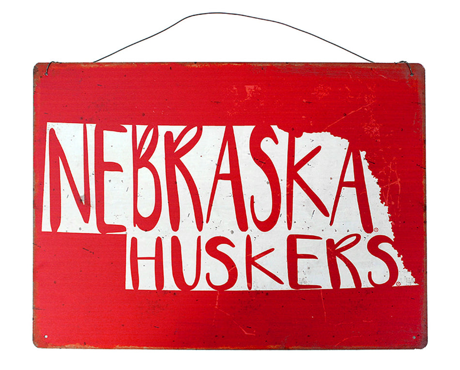 Nebraska Huskers State Hanging Tin Sign