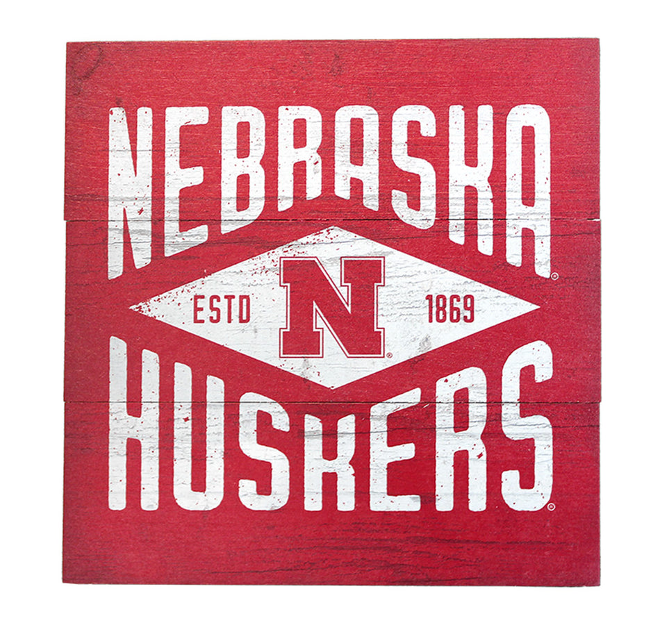 Huskers Diamond Wood Sign