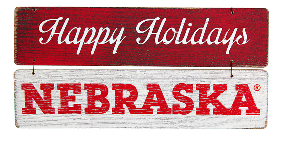 Huskers Happy Holidays Door Sign