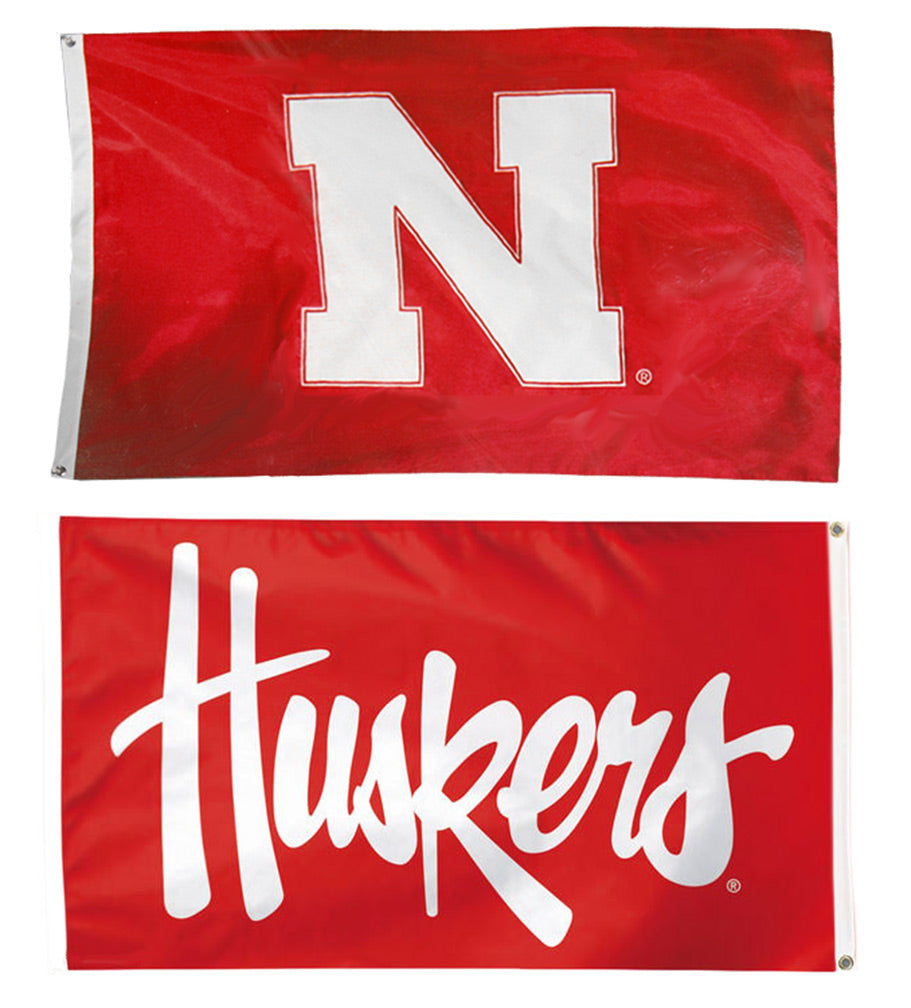 N Huskers Double Sided Flag