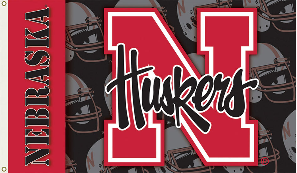 2 Sided Helmet/Husker Flag