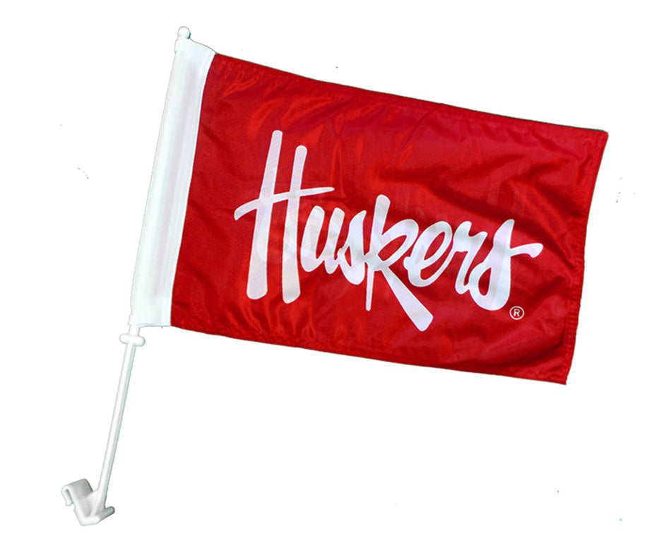 Husker Script Car Flag