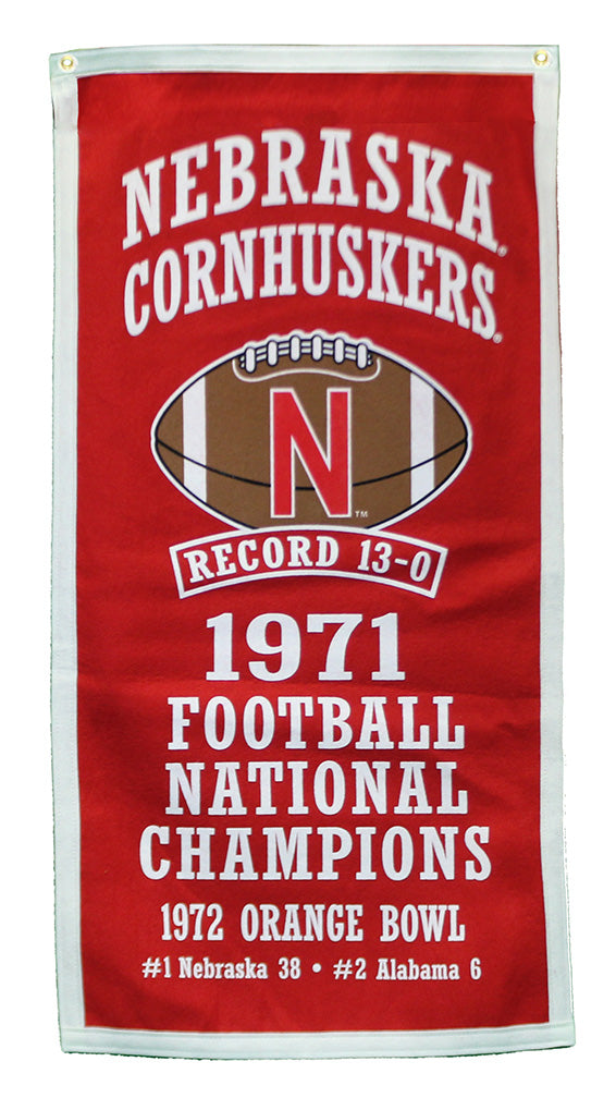 Nebraska Cornhuskers 1971 Football Champions Banner