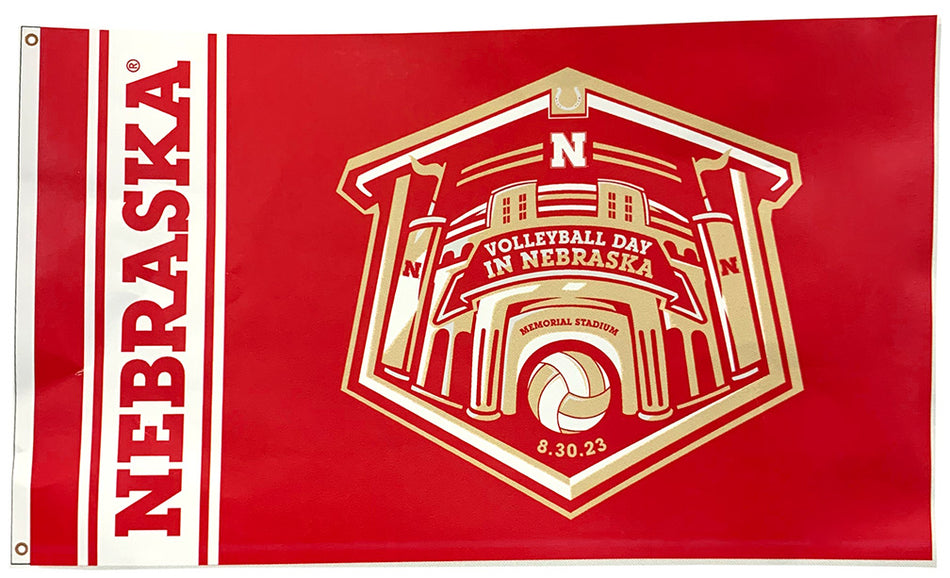 Volleyball Day In Nebraska Flag With Grommets