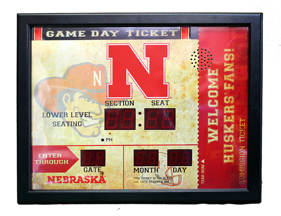 Nebraska Huskers Deluxe Scoreboard Clock