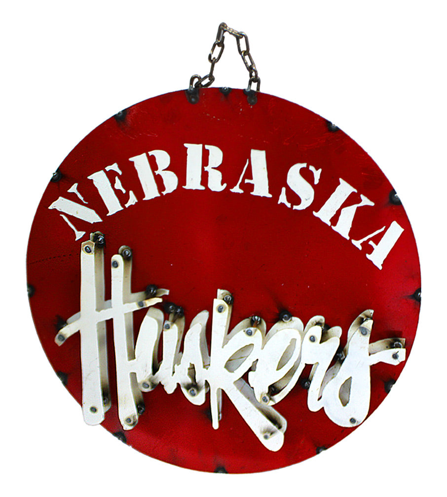 Huskers Recycled Round Wheel Wall Sign
