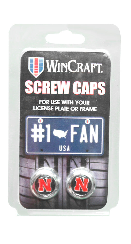 Nebraska Iron N License Plate Domed Screw Caps
