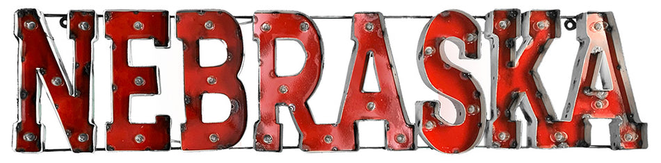 BIG Nebraska Lighted Metal Wal Sign