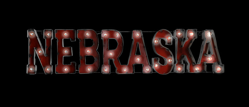 BIG Nebraska Lighted Metal Wal Sign